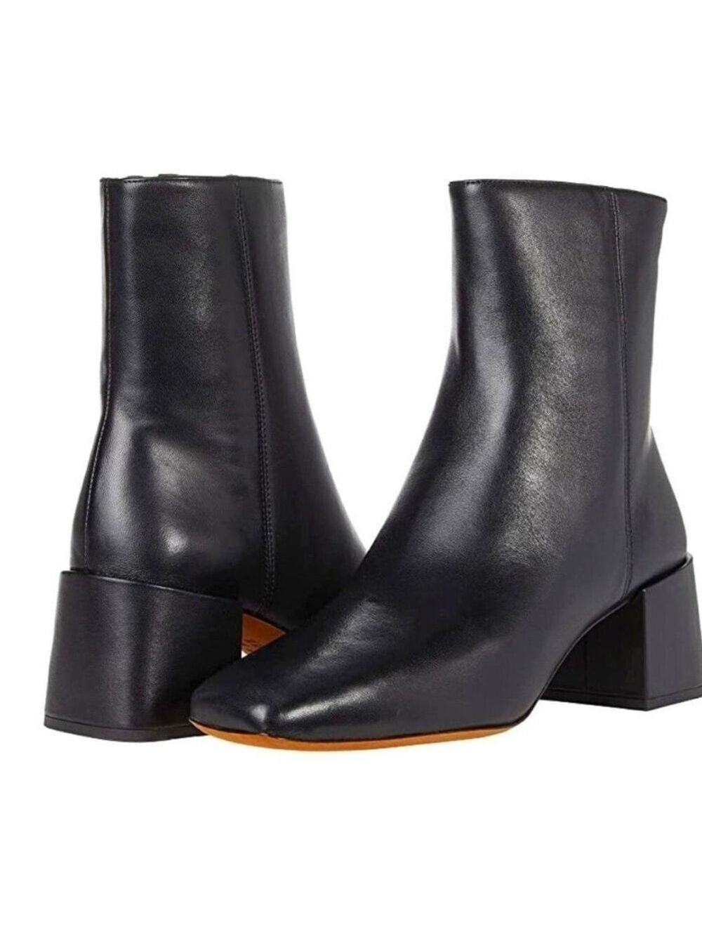 Vince Kaye Black Leather Block Heel Booties